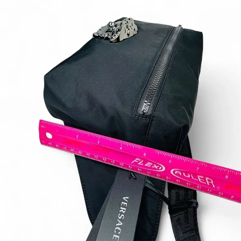 NWT Versace La Medusa Pallazo Black Nylon Fanny Pack Bum Belt Sling Bag $900